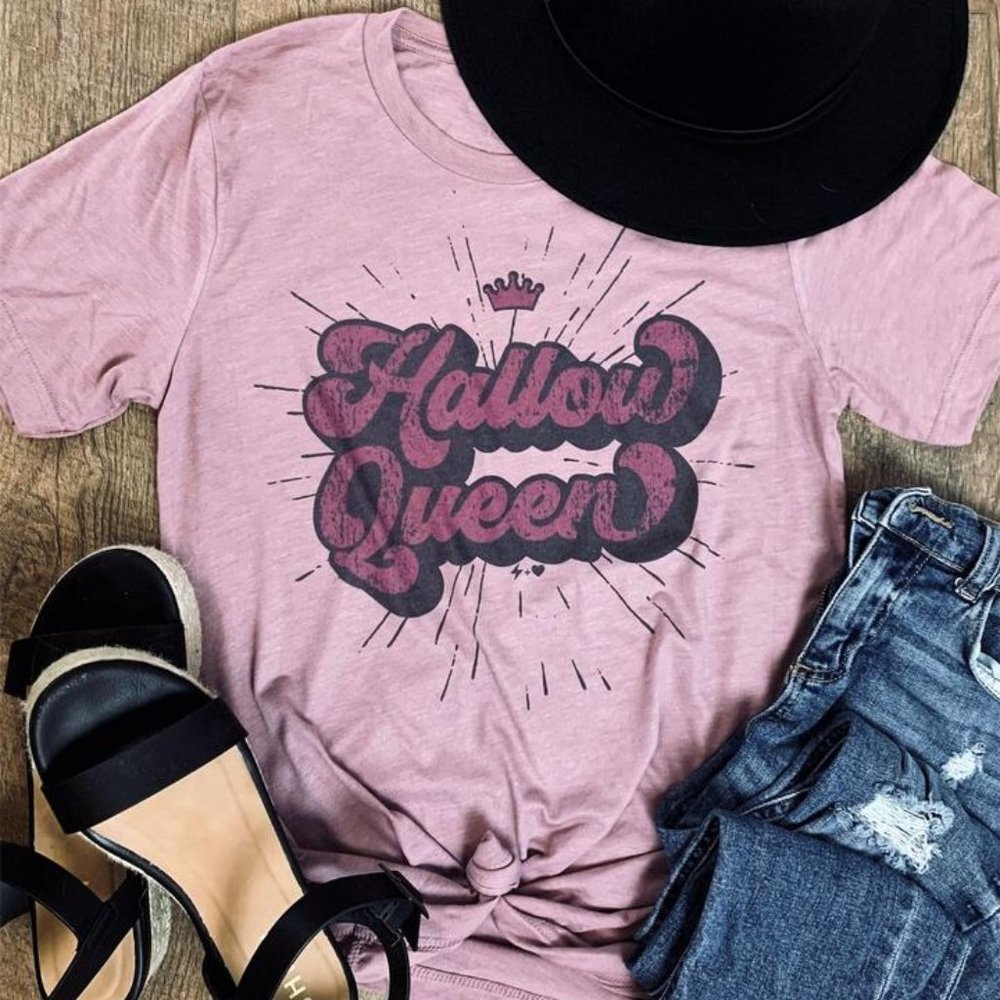Pink Graphic Tee - "Hallow Queen"
